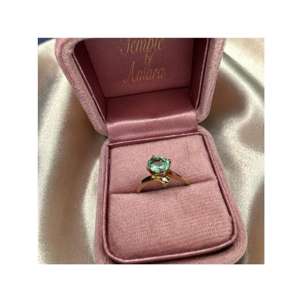 10K Gold- Natural Colombian Emerald & Diamond Ring -Size 8 -1ct Bypass Ring 2.2g - Picture 11 of 16